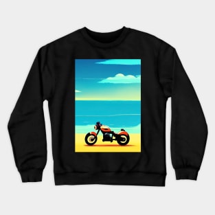 CLASSIC RETRO STYLE MOTORCYCLE ON A BEACH Crewneck Sweatshirt